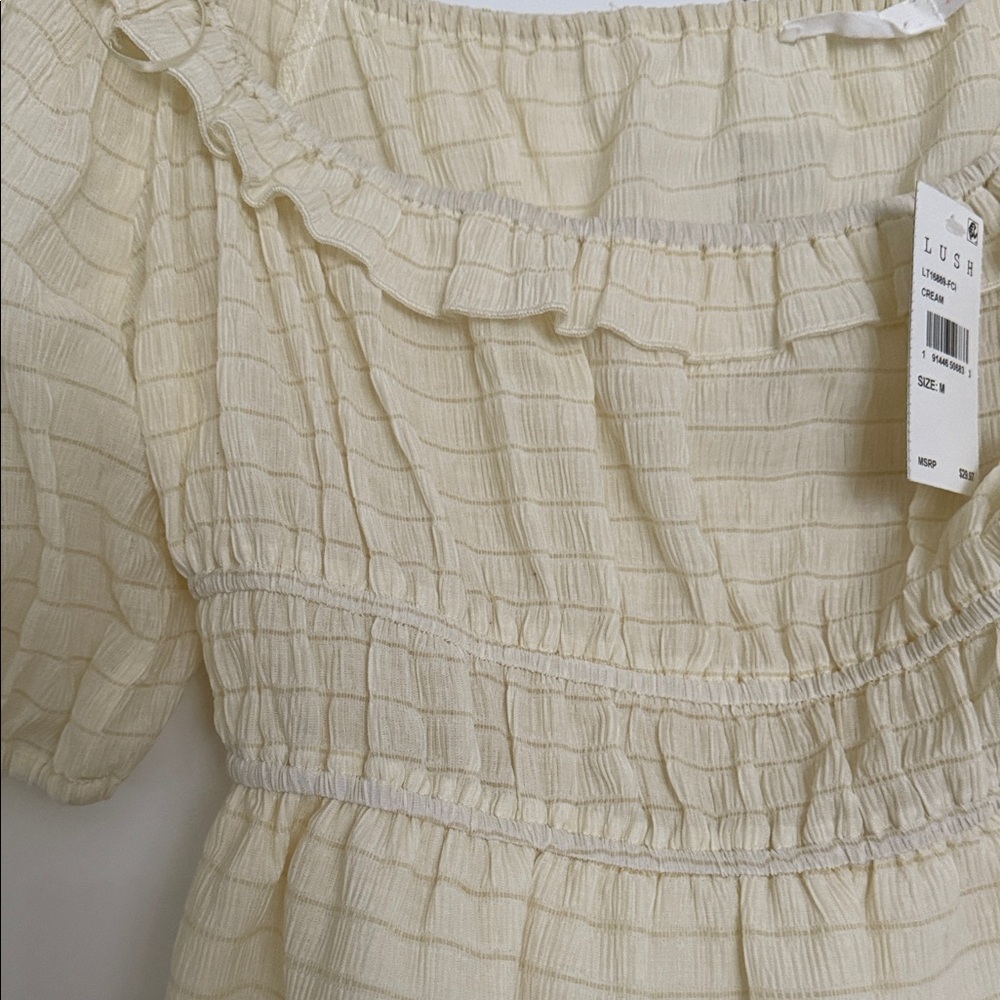 Lush Cream Ruffled Blouse - Picture 5 of 5
